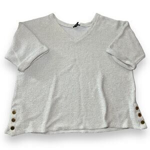 Robert Louis 3/4 Sleeve Boxy Sweater Size 3X Knit Gold Snaps Plus Size